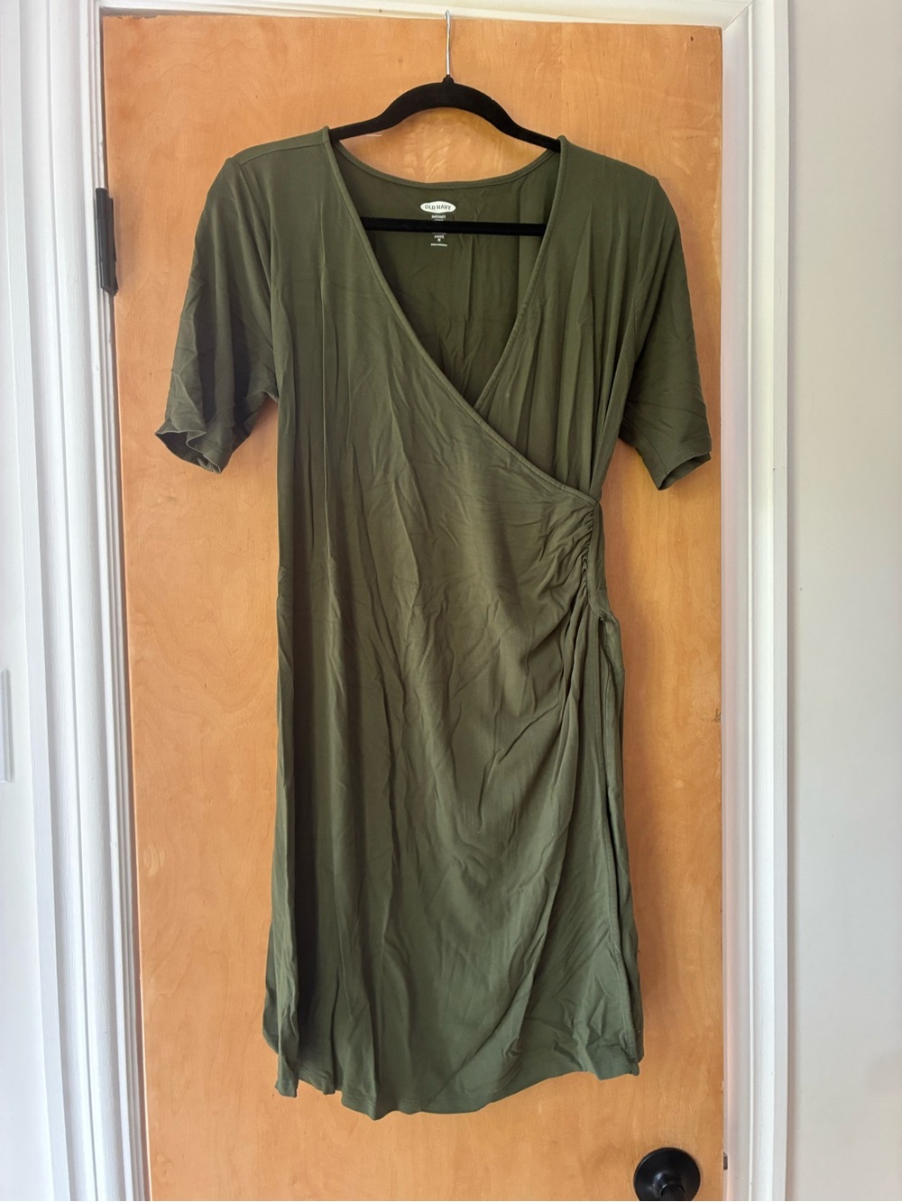 Old Navy Olive Wrap-Front Midi Dress